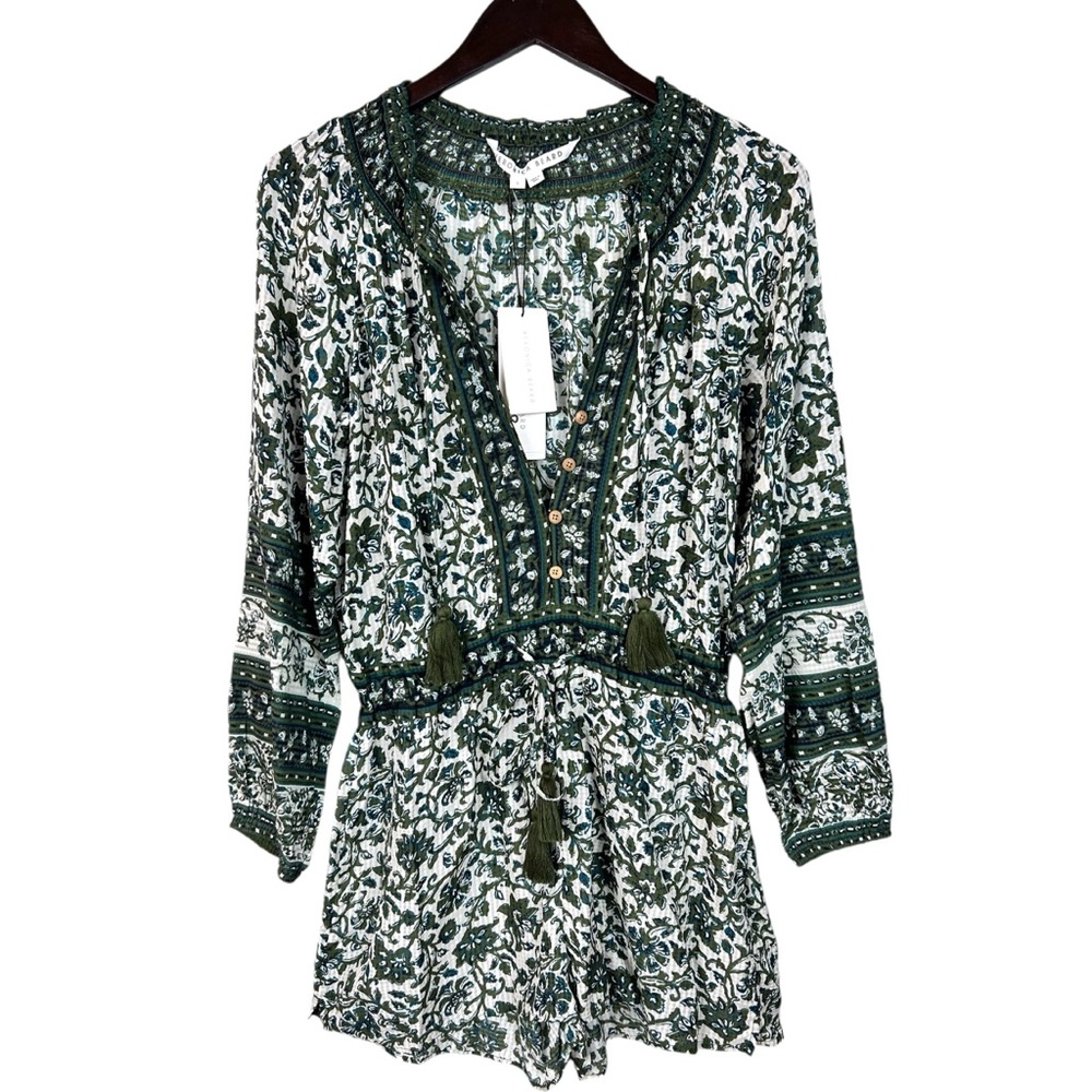Veronica Beard Mariah Floral Romper S Boho Tasseled New